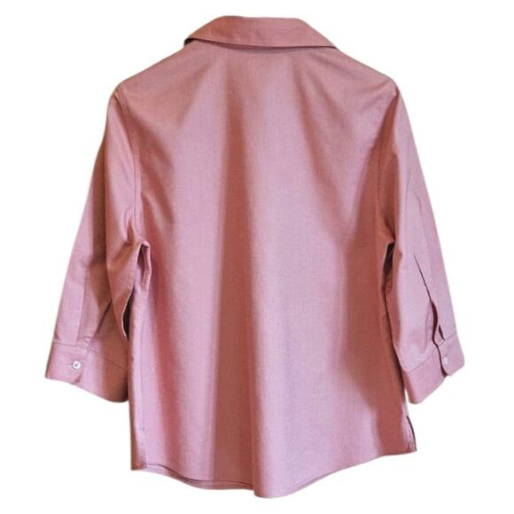 Chico's No Iron Button Down Long Sleeve Collar Pink Women's Size 1 (8/10) - Picture 5 of 6